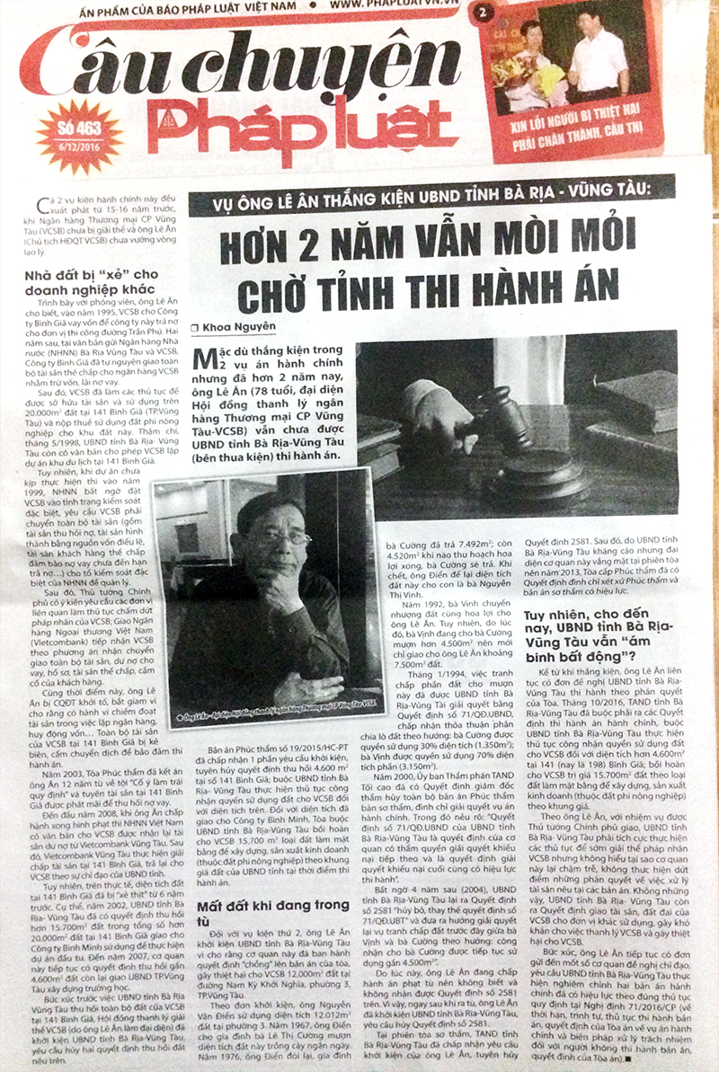 Hơn 2 năm vẫn mòi mỏi chờ tỉnh thi hành án